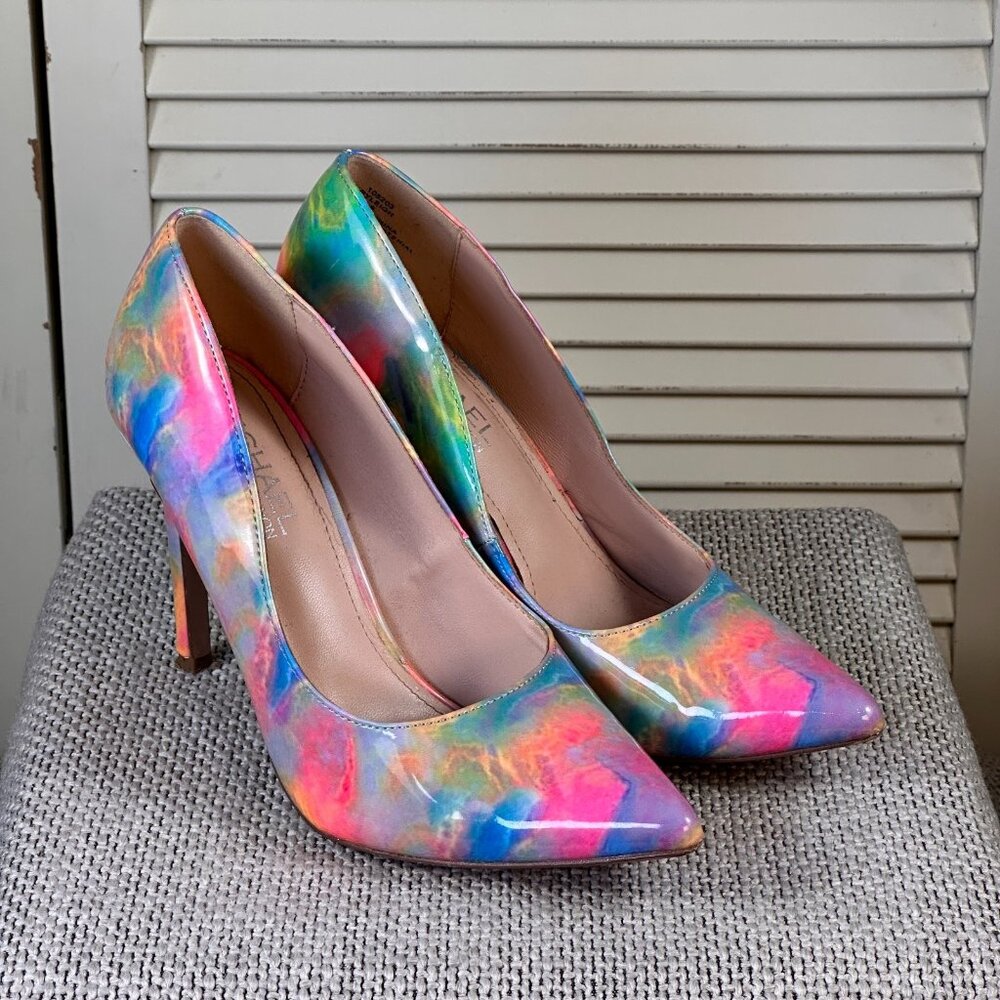 Michael Shannon Ryleigh Rainbow Tie Dye Pumps Colorful Heels Women's Size 8